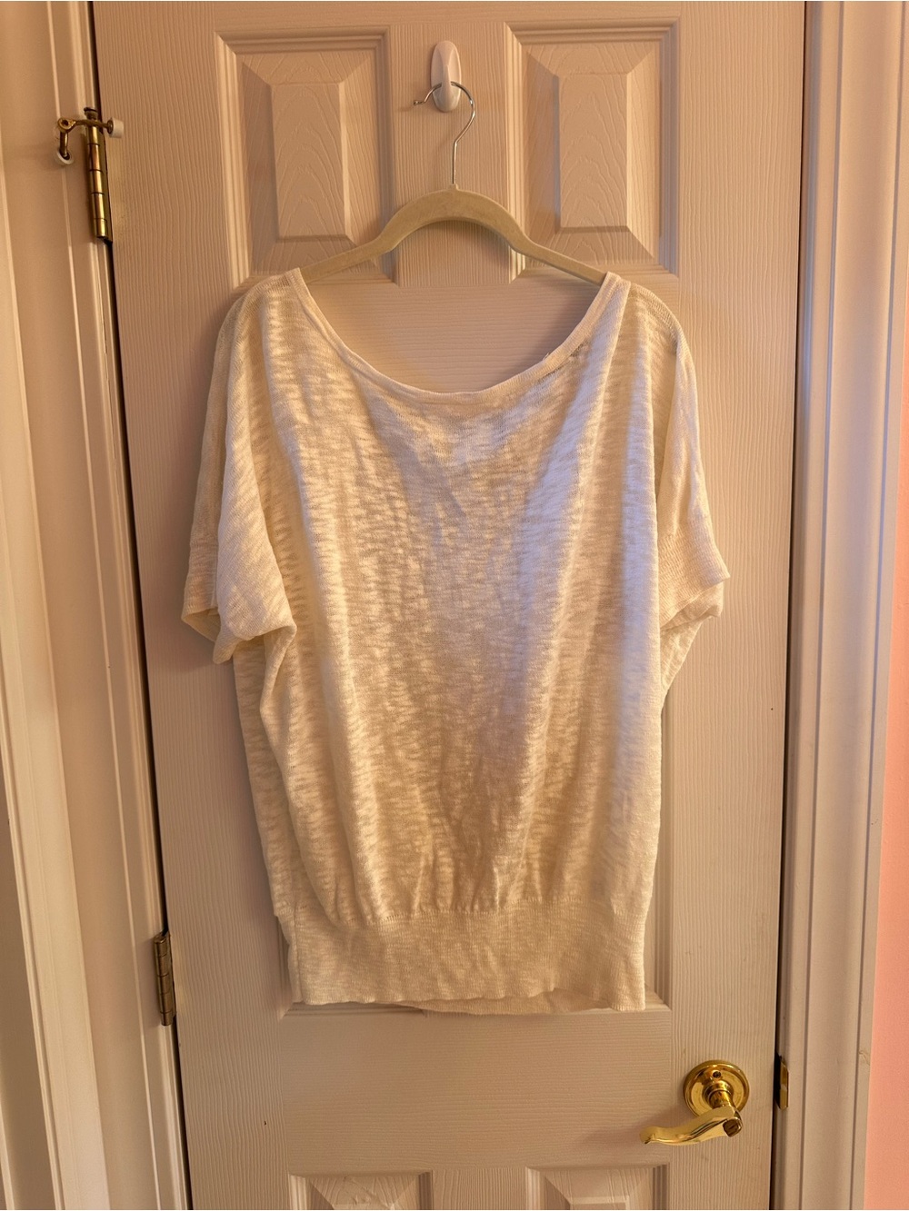 Trina Turk Ivory Slub Knit Short Sleeve Top